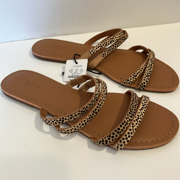 J Crew NWT Real Fur Calf Hair Strappy Flat Sandal Sz 7 - Picture 4 of 4